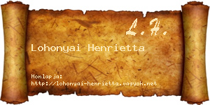 Lohonyai Henrietta névjegykártya